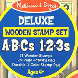 Melissa & Doug Deluxe Wooden Stamp Set - ABCs 123s & Wooden Favorite Things Stamp Set