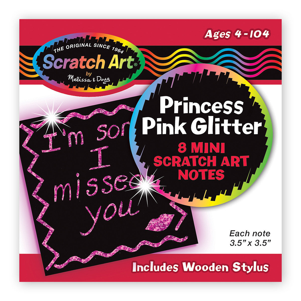 Melissa and Doug Princess Pink Glitter Mini Scratch Art Notes in Display 5933