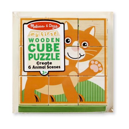 Melissa and Doug My First Wooden Animal Cube Puzzle in Tray