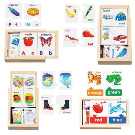 Melissa & Doug Learn the Alphabet Puzzle Cards With Wooden Storage Box (52pc)