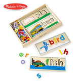 Melissa & Doug See & Spell Wooden Educational Toy With 8 Double-Sided Spelling Boards and 64 Letters