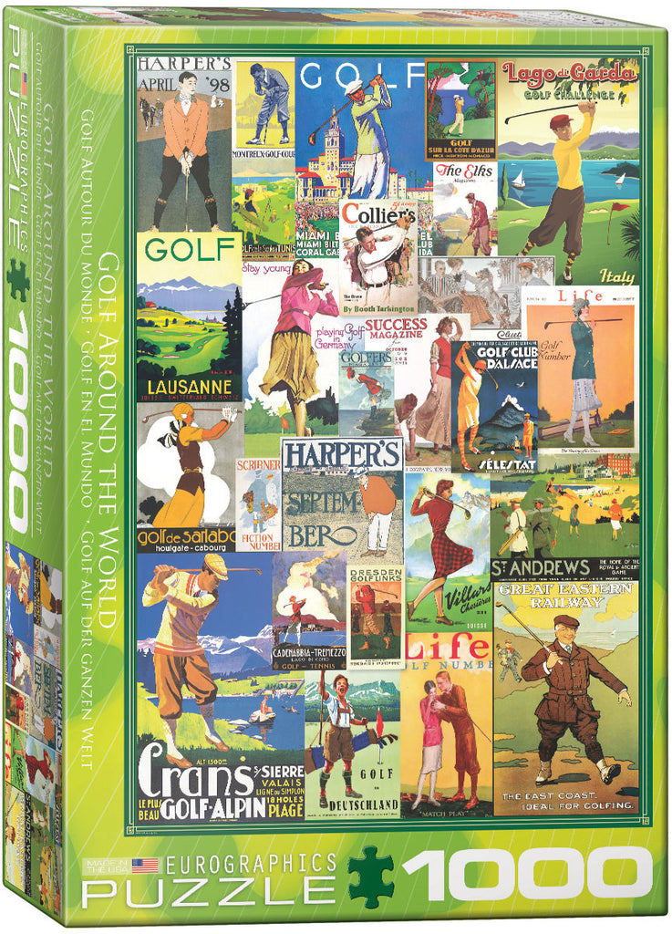 EuroGraphics Puzzles Golf Around the World -Vintage Art Collage