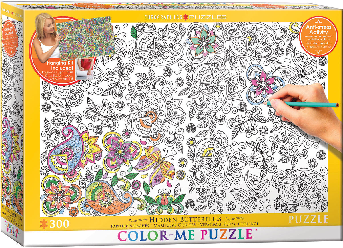 EuroGraphics Puzzles Hidden Butterflies/ Color Me Puzzle - 300pc