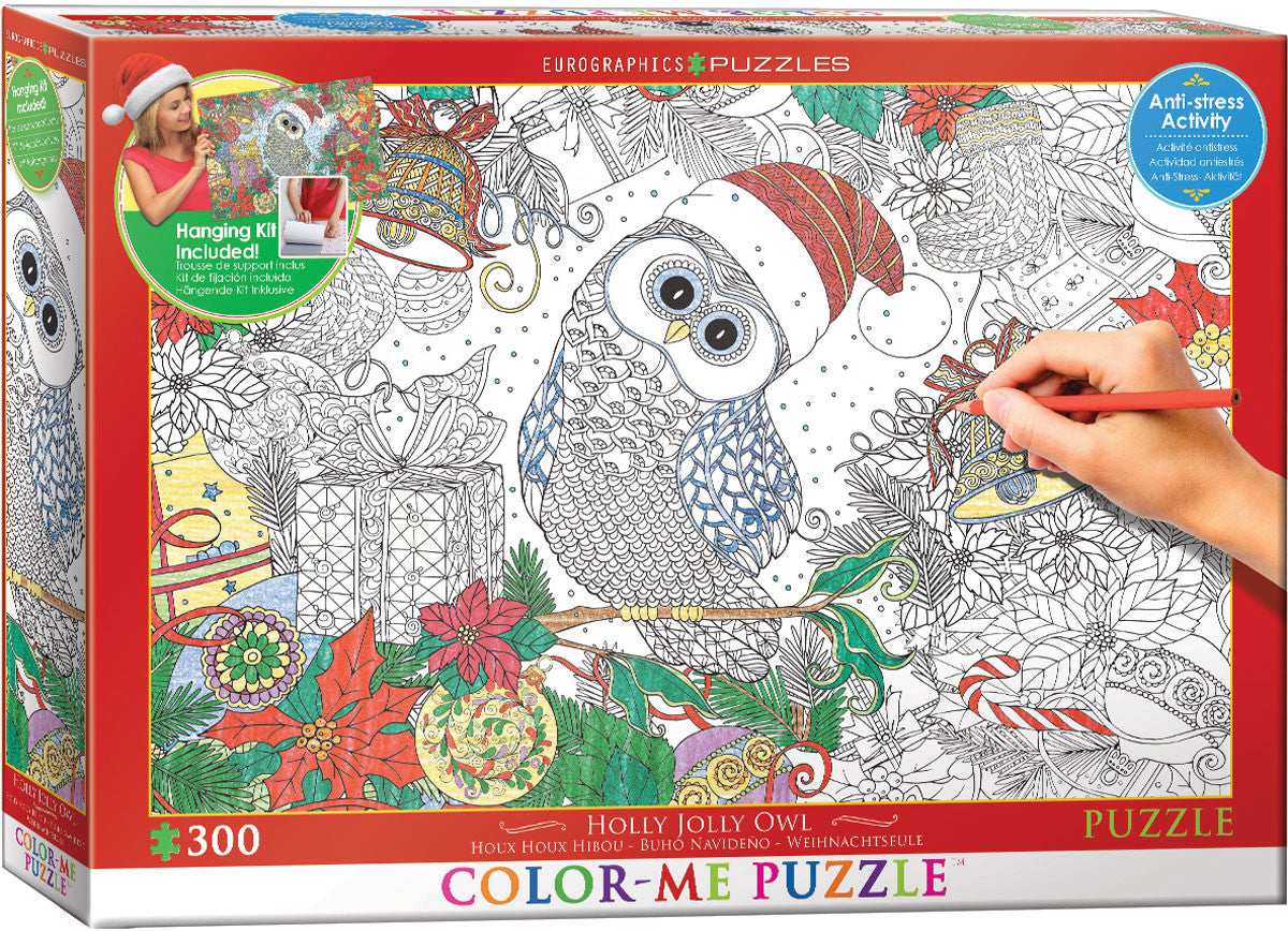 EuroGraphics Puzzles Holly Jolly Owl/ Color Me Puzzle - 300pc