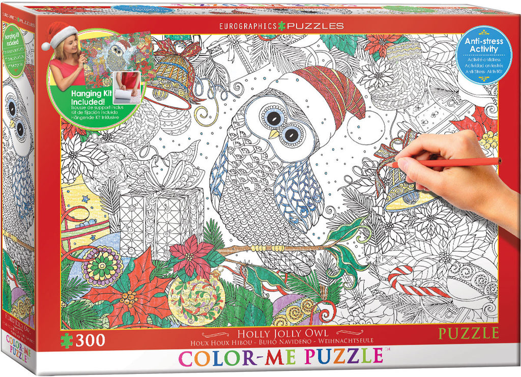 EuroGraphics Puzzles Holly Jolly Owl/ Color Me Puzzle - 300pc