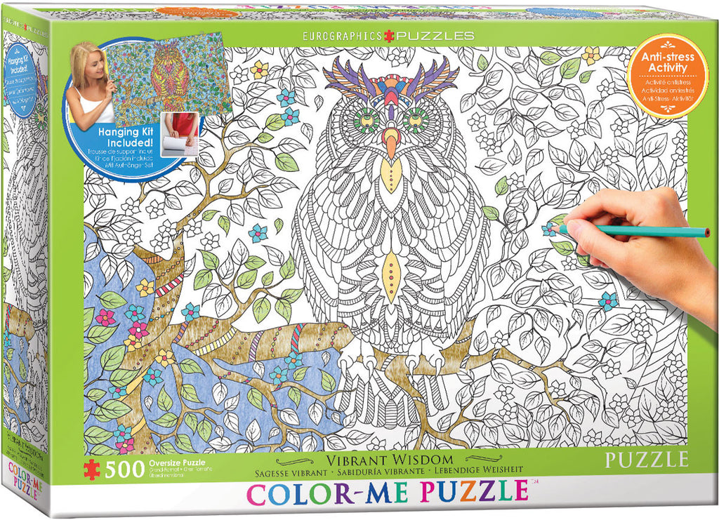 EuroGraphics Puzzles Vibrant Wisdom (Owl) / Color Me Puzzle - 500pc