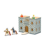 Melissa & Doug Fold and Go Wooden Castle Dollhouse With Wooden Dolls and Horses (12pc)