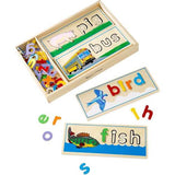 Melissa & Doug See & Spell Wooden Educational Toy With 8 Double-Sided Spelling Boards and 64 Letters