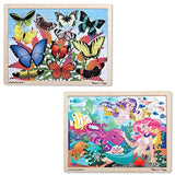 Melissa & DougWooden Jigsaw Puzzle Set - Mermaids and Butterflies
