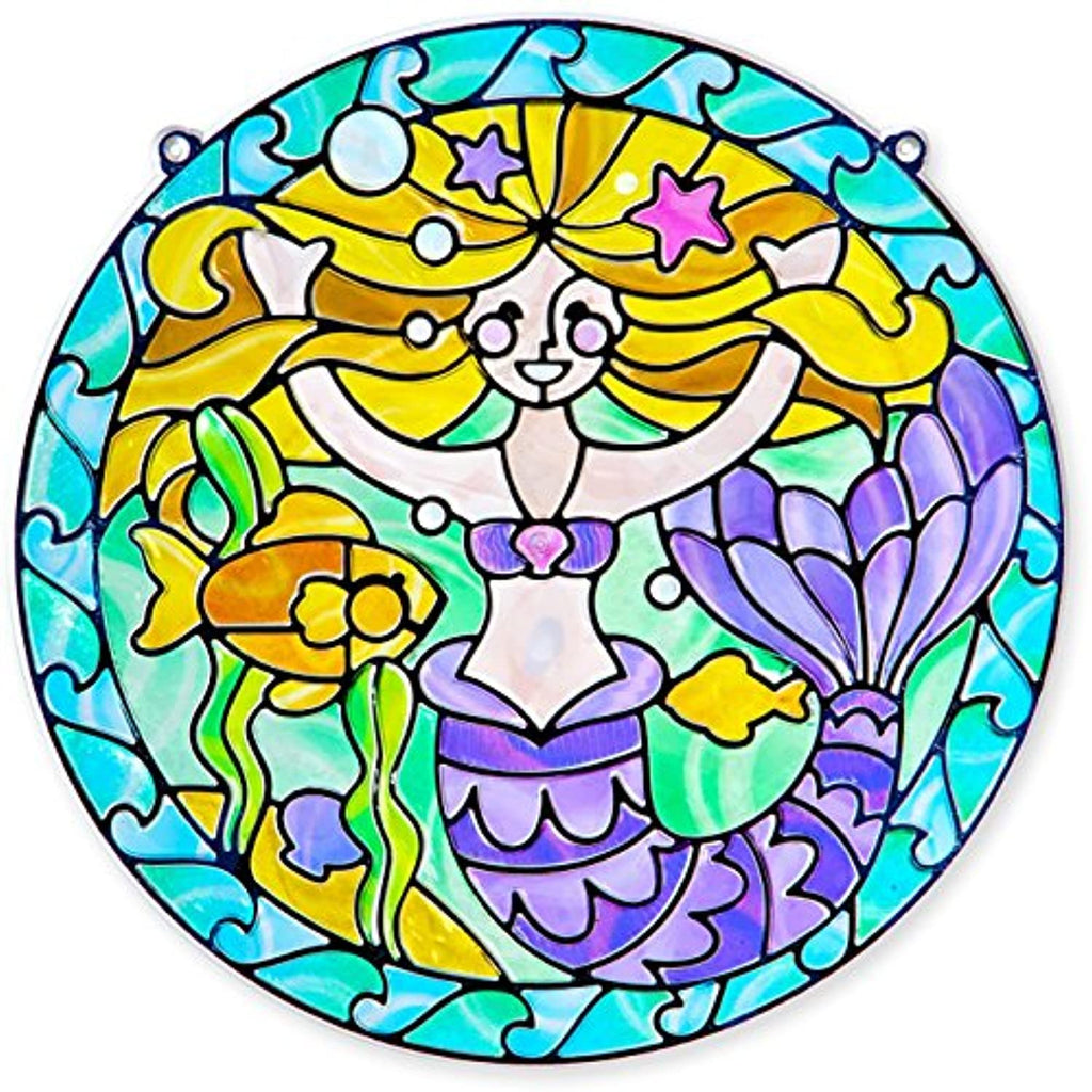 Melissa & Doug Mermaid: Stained Glass Made Easy Series & 1 Scratch Art Mini-Pad Bundle (09292)
