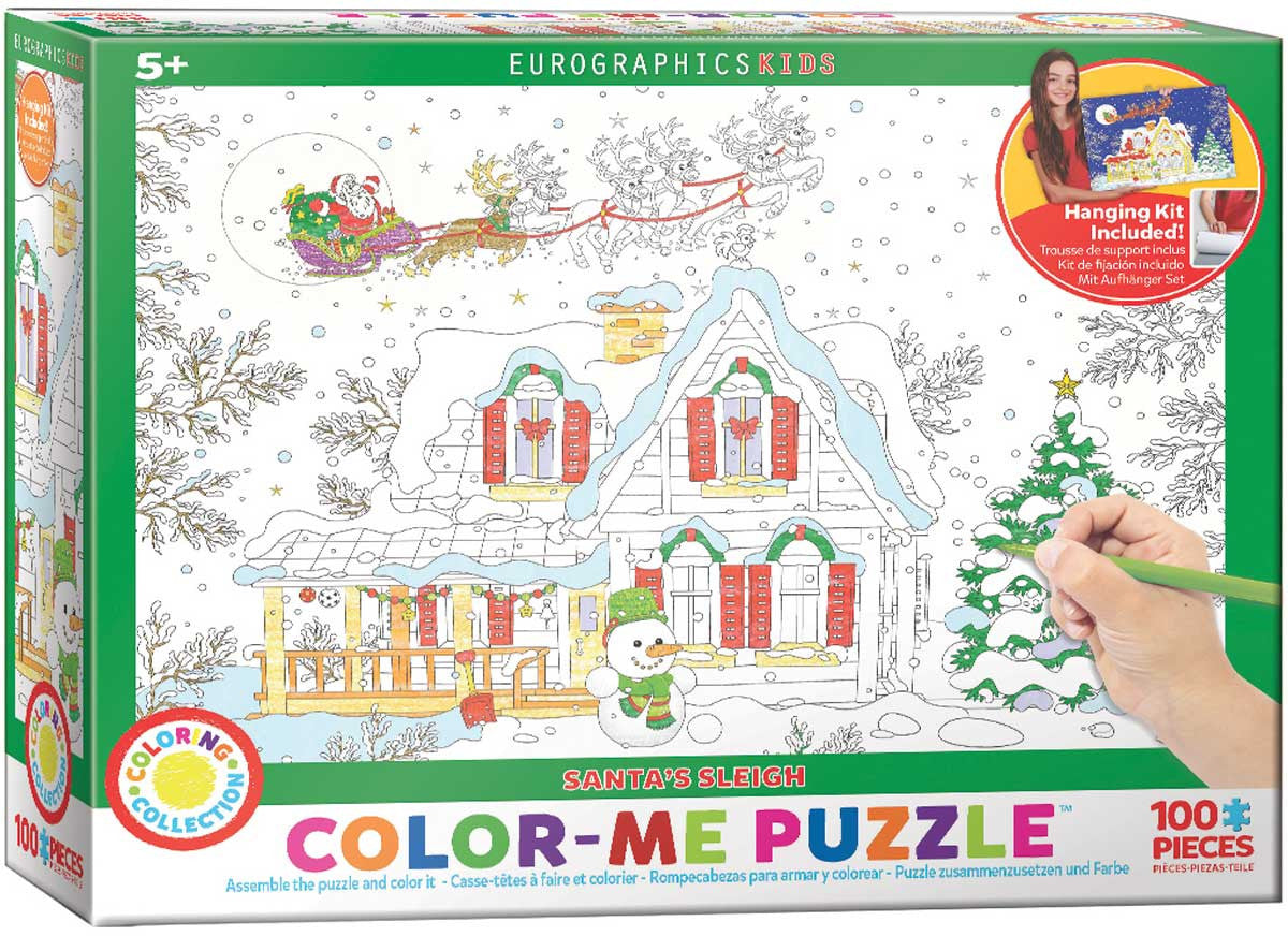 EuroGraphics Puzzles Santa's Sleigh/ Color Me Puzzle - 100pc