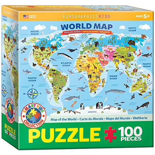 EuroGraphics Illustrated Map of The World 100-Piece Puzzle