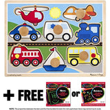 Melissa & Doug Vehicles: Jumbo Knob Puzzle & 1 Scratch Art Mini-Pad Bundle (08980)