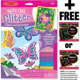 Melissa & Doug Flower & Butterfly Scenes - Mess Free Glitter Series & 1 Scratch Art Mini-Pad Bundle (09511)