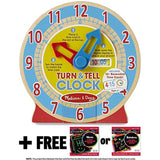 Turn & Tell Clock + 1 Melissa & Doug Scratch Art Mini-Pad Bundle (42840)