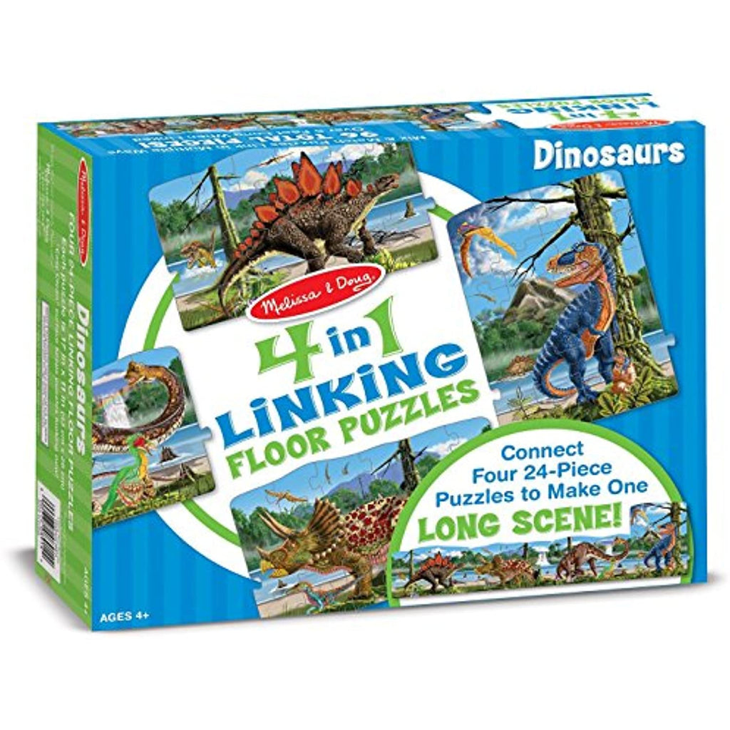 Melissa & Doug Dinosaurs: 96-Piece 4-in-1 Linking Floor Puzzle + Free Scratch Art Mini-Pad Bundle (89142)
