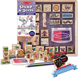 Melissa & Doug Fairy Garden: Stamp-a-Scene Wooden Stamp Set + Free Scratch Art Mini-Pad Bundle [24242]