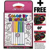 Melissa & Doug Pink: Color by Numbers Coloring Book & 1 Scratch Art Mini-Pad Bundle (05377)