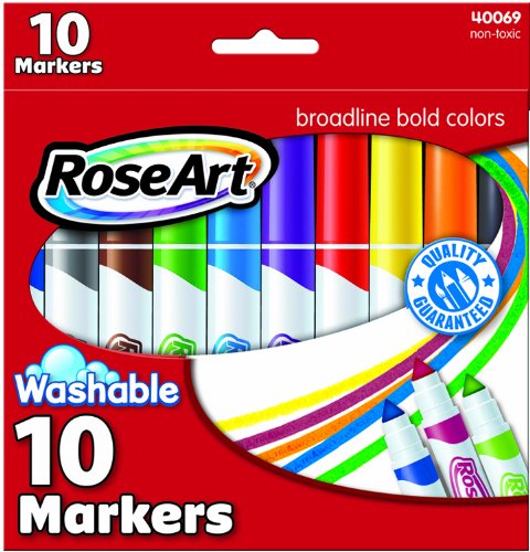 Mattel RoseArt Washable Bold Broadline Markers 10-Count Assorted Colors Packaging May Vary CYB67