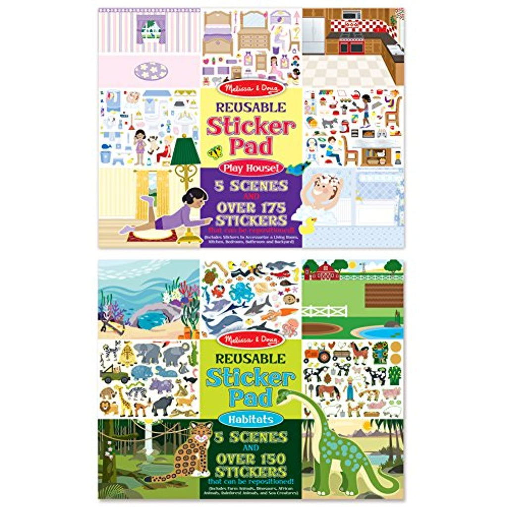 Melissa & Doug Reusable Sticker Pad Bundle - Play House and Habitats