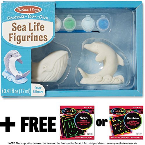 Melissa & Doug DYO Sea Life Figurines: Decorate-Your-Own Kit + Free Scratch Art Mini-Pad Bundle