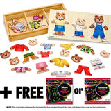 Melissa & Doug Wooden Bear Family Dress-Up Puzzle & 1 Scratch Art Mini-Pad Bundle (03770)