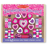 Melissa & Doug Shimmering Hearts Wooden Bead Set (45 Beads + 3 String Laces) + Free Scratch Art Mini-Pad Bundle [94955]