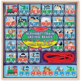 Melissa & Doug ABC Lacing Train Play Set & 1 Scratch Art Mini-Pad Bundle (09497)