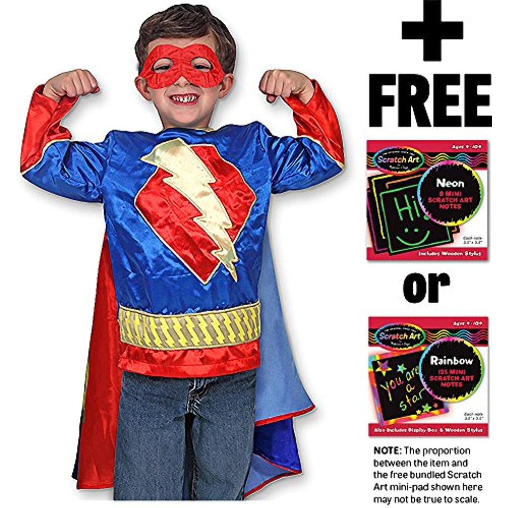 Super Hero: Role Play Costume + Melissa & Doug Scratch Art Mini-Pad Bundle [47883]