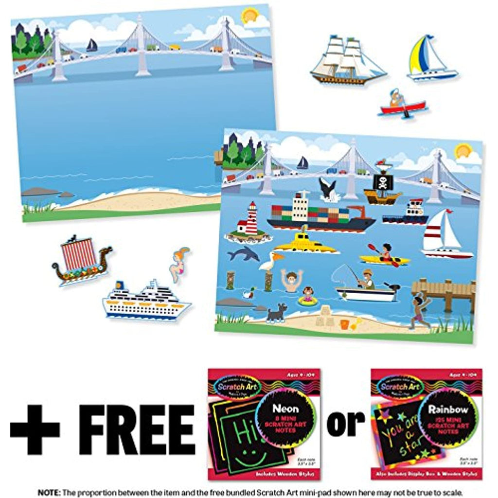 Melissa & Doug Vehicles: Reusable Sticker Pad & 1 Scratch Art Mini-Pad Bundle (04199)