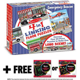Emergency Rescue: 96-Piece 4-in-1 Linking Floor Puzzle + FREE Melissa & Doug Scratch Art Mini-Pad Bundle (89135)