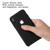 iPhone X Case Liquid Silicone Gel Rubber Case with Soft Microfiber Cloth Lining Cushion for Apple iPhone X (Black)