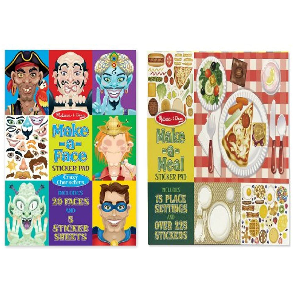 Melissa & Doug 2 Pack Sticker Bundle: Make-a-face and Make-a-meal