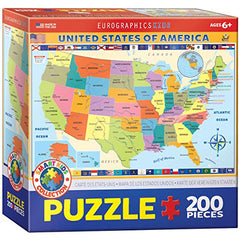 EuroGraphics Map of the United States of America Jigsaw Puzzle (200-Piece)