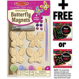 Melissa & Doug Wooden Butterfly Magnets: Decorate-Your-Own Kit & 1 Scratch Art Mini-Pad Bundle (09515)