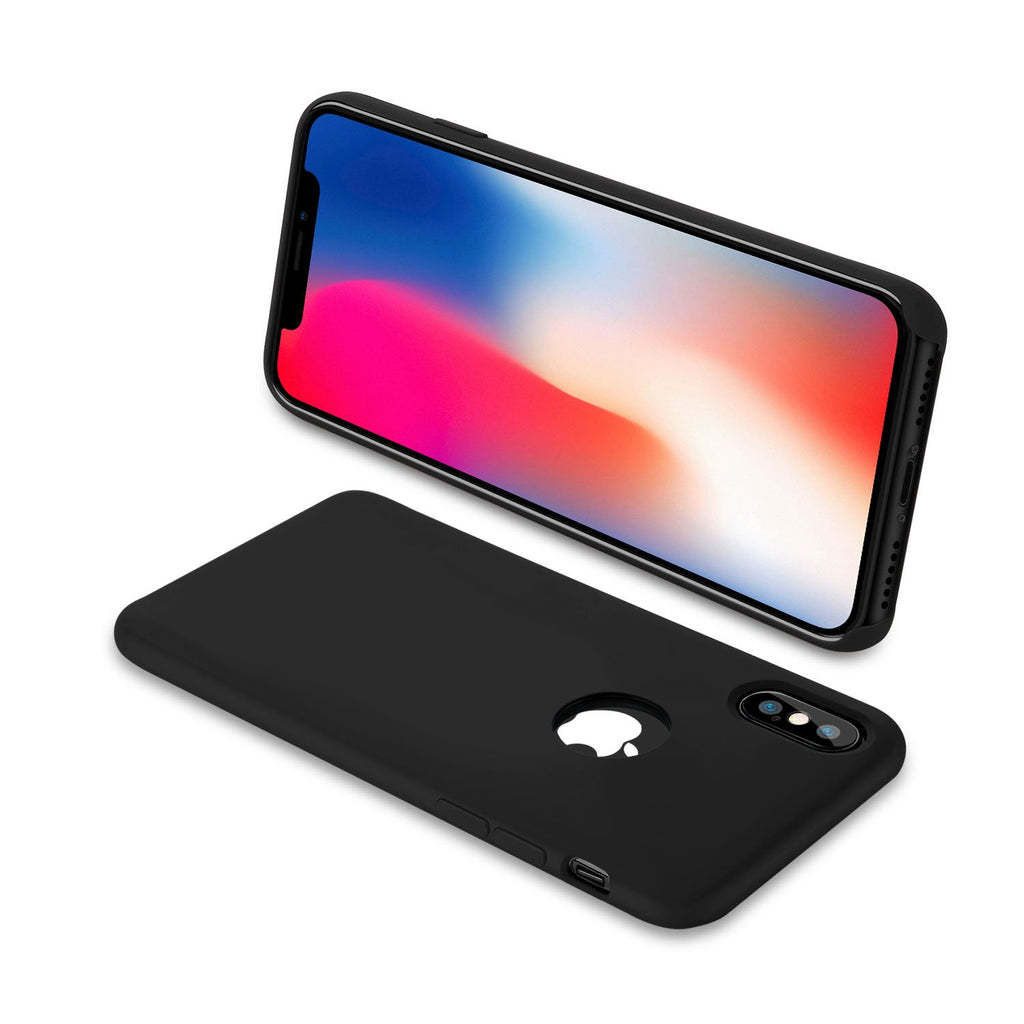 iPhone X Case Liquid Silicone Gel Rubber Case with Soft Microfiber Cloth Lining Cushion for Apple iPhone X (Black)