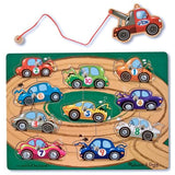 Magnetic Wooden Two Truck 10-Piece Activity Game Board + FREE Melissa & Doug Scratch Art Mini-Pad Bundle [37778]