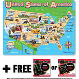 Melissa & Doug USA Map: 45-Piece Jigsaw Puzzle+ Free Scratch Art Mini-Pad Bundle [90735]