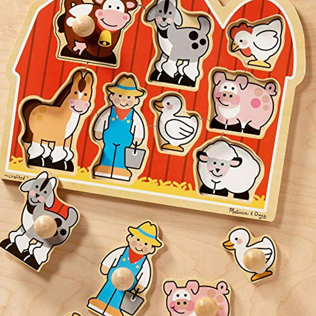 Melissa & Doug Jumbo Knob Puzzles - Shapes and Farm Animals