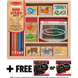 Melissa & Doug Pets: Wooden Stamp Set & 1 Scratch Art Mini-Pad Bundle (09363)
