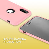 iPhone X Case Liquid Silicone Gel Rubber Case with Soft Microfiber Cloth Lining Cushion for Apple iPhone X (Pink)