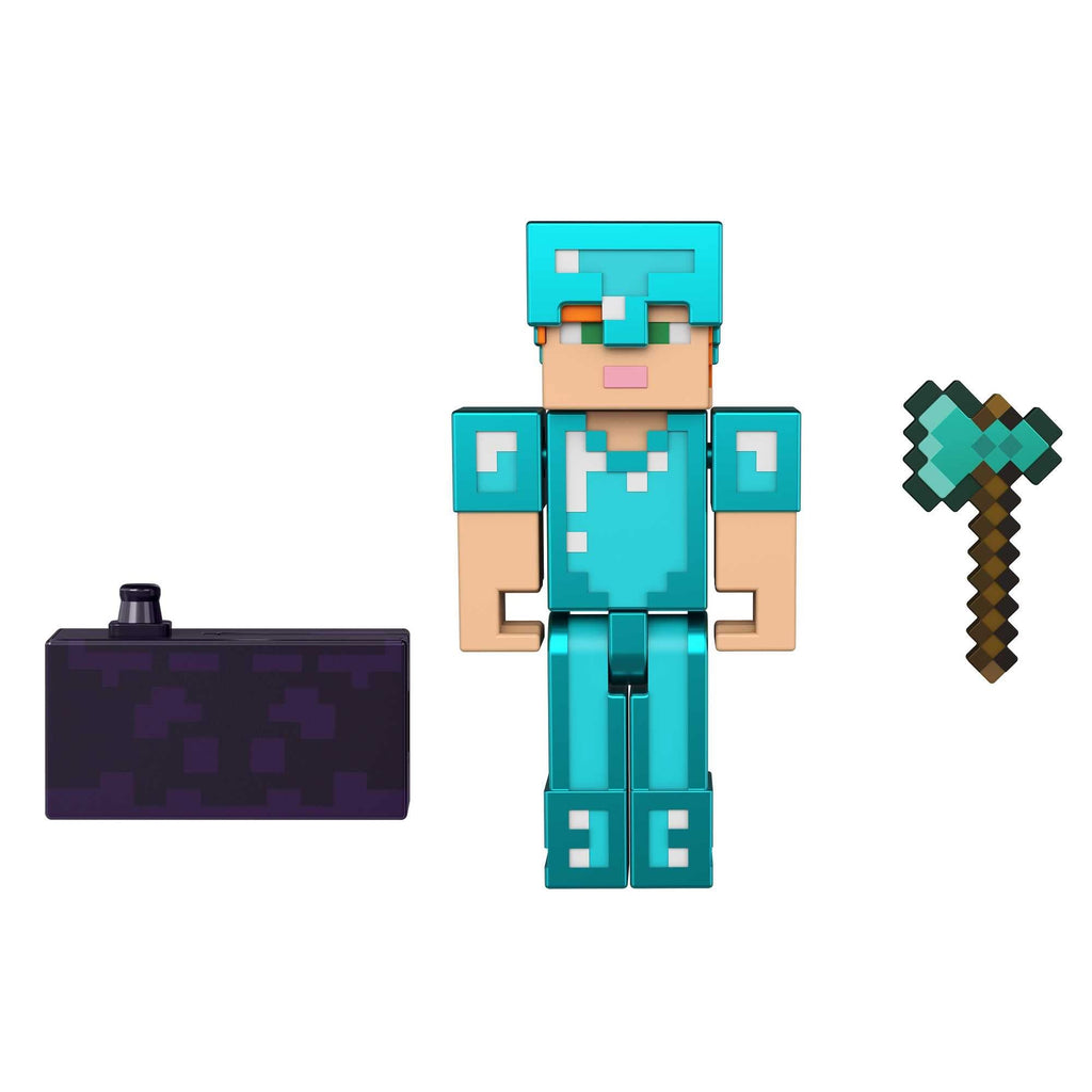Minecraft 3.25-in Alex in Diamond Armor Action Figure w/1 Portal Piece & 1 Accessory