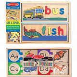 Melissa & Doug See & Spell Wooden Educational Toy With 8 Double-Sided Spelling Boards With Self-Correcting Alphabet Wooden Puzzles