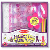 Melissa & Doug Fashion Fun: Stencil Set & 1 Scratch Art Mini-Pad Bundle (04222)