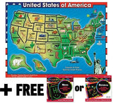 Melissa & Doug Wooden USA Map Sound Puzzle (40 Pieces) + Free Scratch Art Mini-Pad Bundle