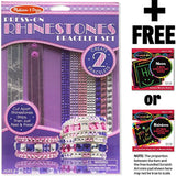 Melissa & Doug Rhinestones Bracelet-Making Set: Press-On Craft Kit & 1 Scratch Art Mini-Pad Bundle (09244)