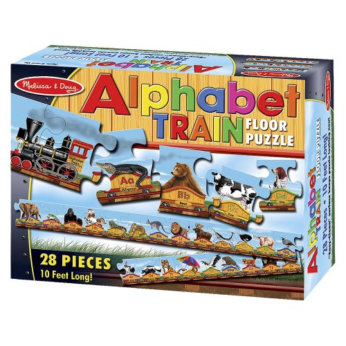Alphabet Train: 28-Piece Floor Puzzle + FREE Melissa & Doug Scratch Art Mini-Pad Bundle