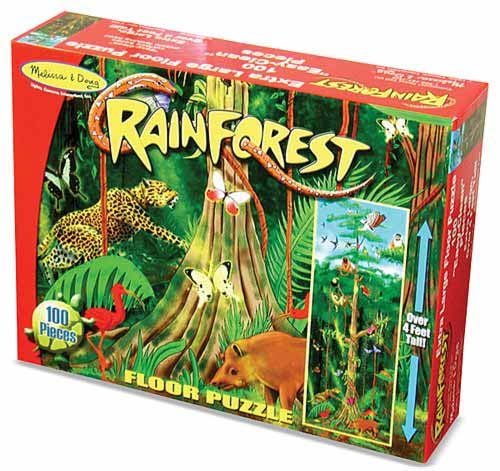 Melissa & Doug Rainforest: 100-Piece Floor Puzzle + Free Scratch Art Mini-Pad Bundle