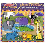 Bundle Includes 3 Items - Melissa & Doug Safari Wooden Chunky Puzzle 8 pcs and Melissa & Doug Farm Wooden Chunky Puzzle 8 pcs and Melissa & Doug Construction Vehicles Wooden Chunky Puzzle