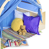 Guidecraft Playhouse Hideaway Bookshelves - Kids' Classroom Reading Tent with Blue Curtains, Dramatic Play, Storage - School Supply Kids Furniture